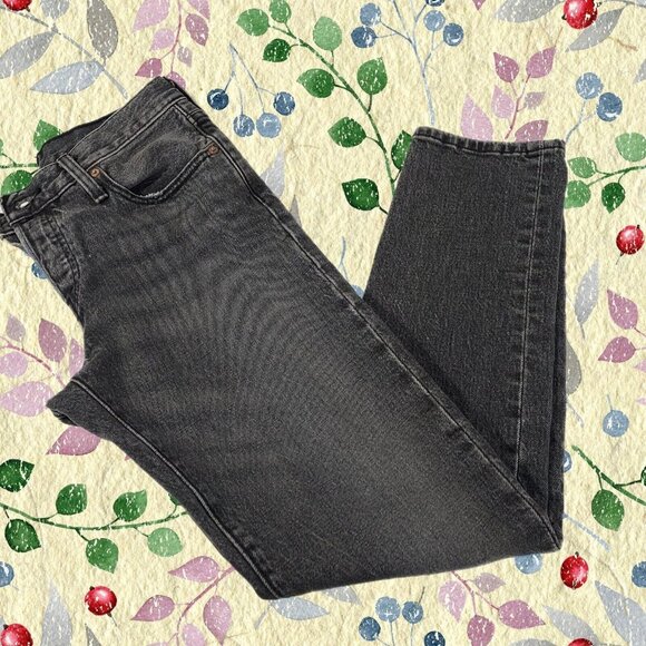 Levis 501 Jeans Button Fly  28"w 27.5"L Washed Black Denim Cotton Brass Rivited - Picture 1 of 16